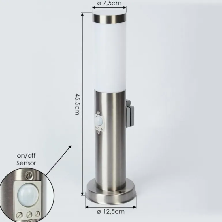 Borne lumineuse Sessa Nickel mat, 1 lumière, Détecteur de mouvement
