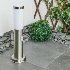 Borne lumineuse Sessa Nickel mat, 1 lumière, Détecteur de mouvement
