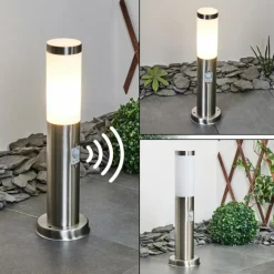 Borne lumineuse Sessa Nickel mat, 1 lumière, Détecteur de mouvement