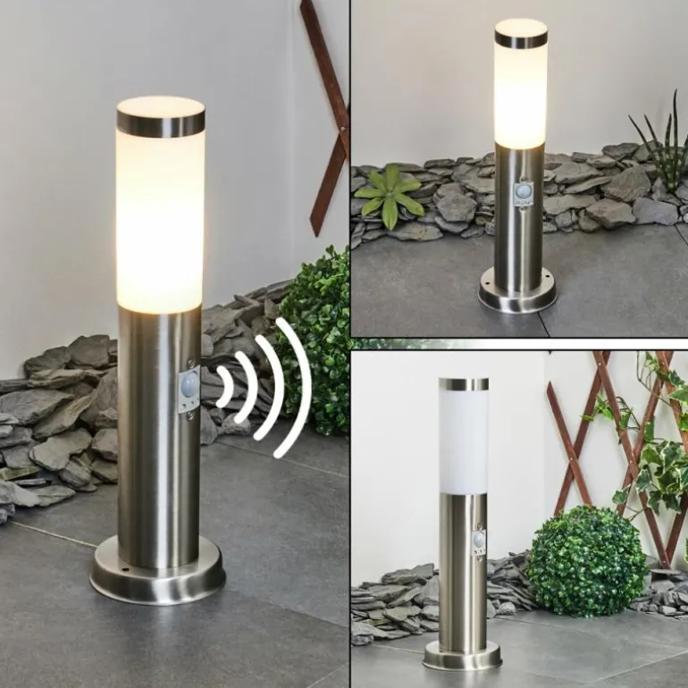 Borne lumineuse Sessa Nickel mat, 1 lumière, Détecteur de mouvement