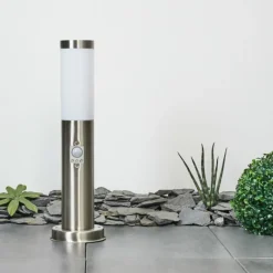 Borne lumineuse Sessa Nickel mat, 1 lumière, Détecteur de mouvement