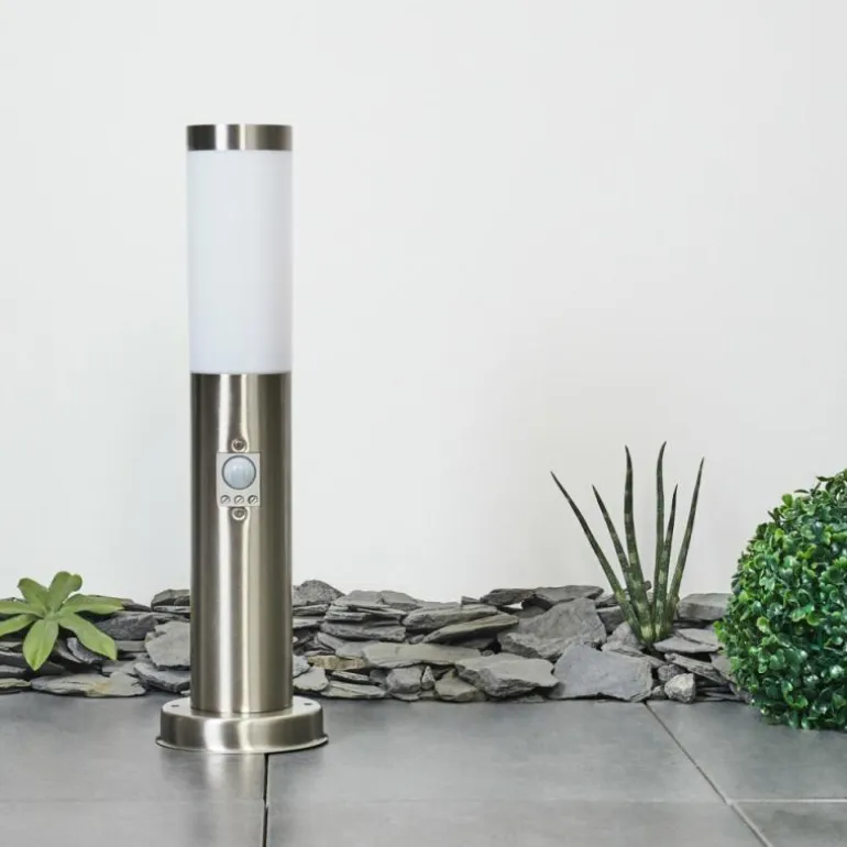 Borne lumineuse Sessa Nickel mat, 1 lumière, Détecteur de mouvement