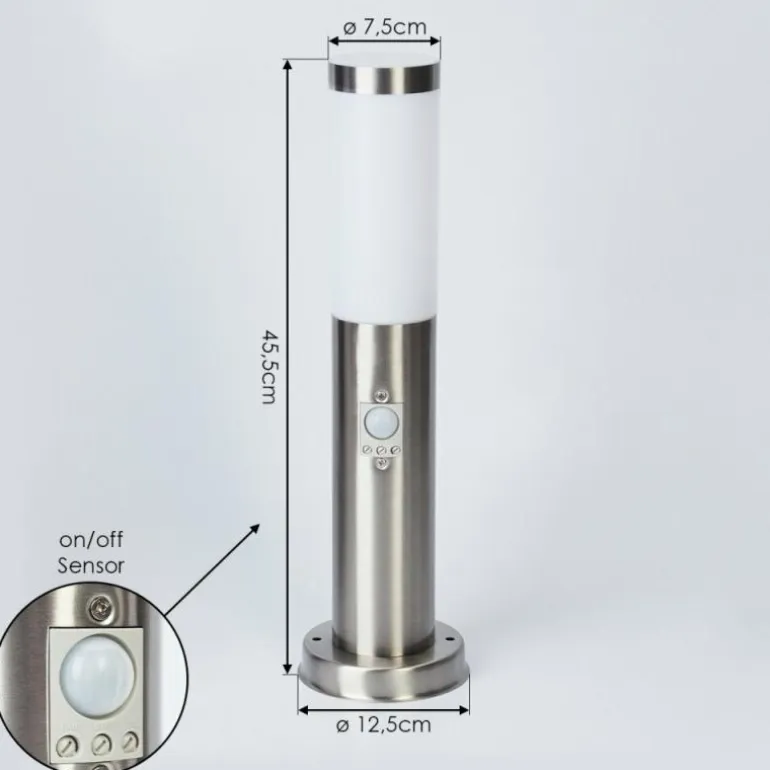 Borne lumineuse Sessa Nickel mat, 1 lumière, Détecteur de mouvement