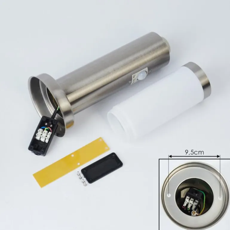 Borne lumineuse Sessa Nickel mat, 1 lumière, Détecteur de mouvement