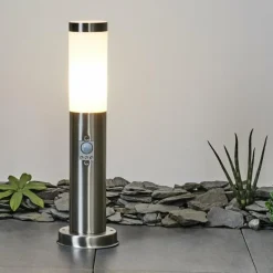 Borne lumineuse Sessa Nickel mat, 1 lumière, Détecteur de mouvement