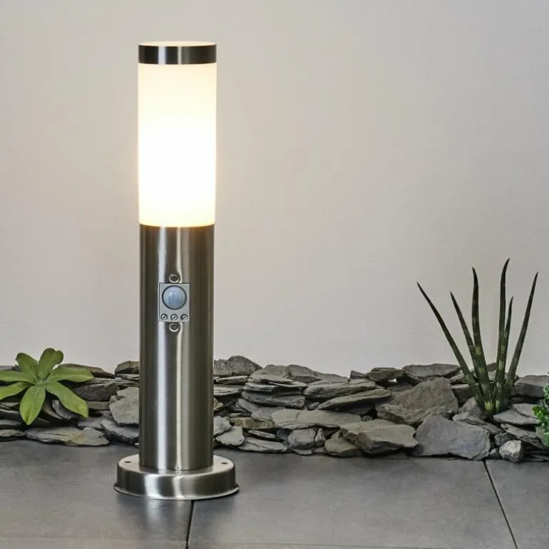 Borne lumineuse Sessa Nickel mat, 1 lumière, Détecteur de mouvement