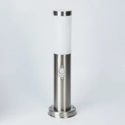 Borne lumineuse Sessa Nickel mat, 1 lumière, Détecteur de mouvement