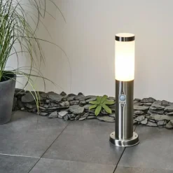 Borne lumineuse Sessa Nickel mat, 1 lumière, Détecteur de mouvement