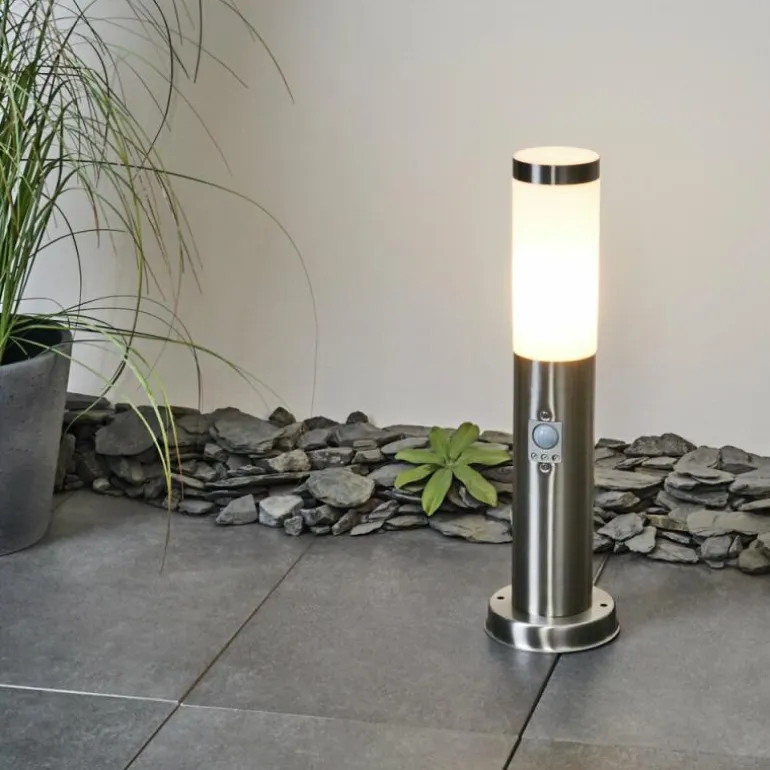 Borne lumineuse Sessa Nickel mat, 1 lumière, Détecteur de mouvement