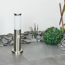 Borne lumineuse Sessa Nickel mat, 1 lumière, Détecteur de mouvement