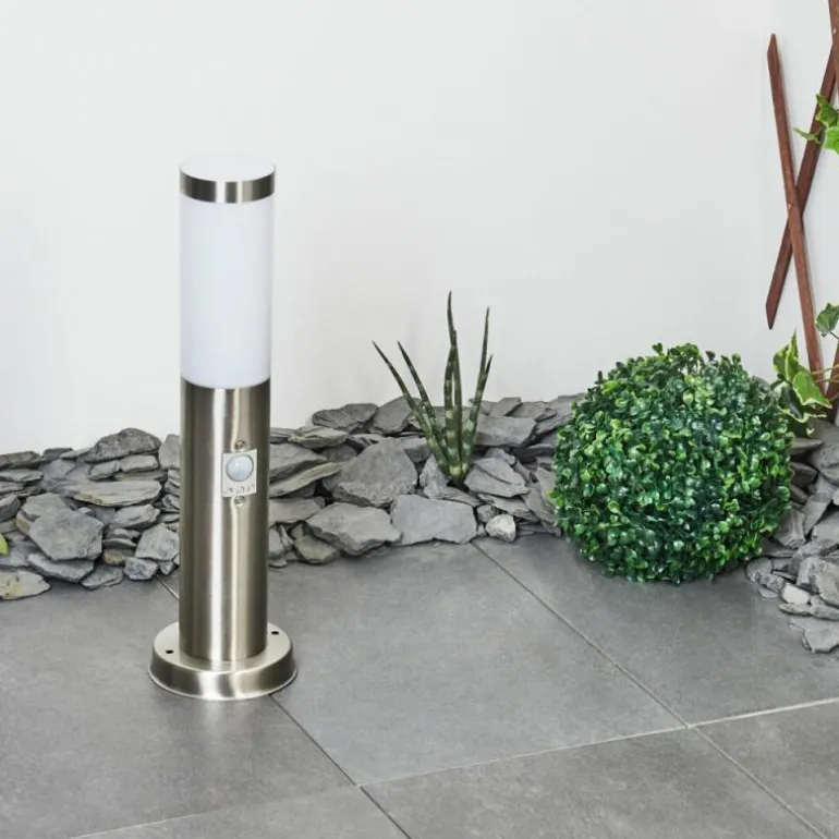 Borne lumineuse Sessa Nickel mat, 1 lumière, Détecteur de mouvement