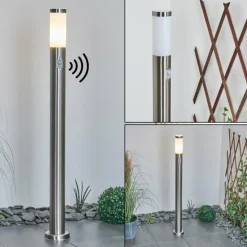 Borne lumineuse Sessa Nickel mat, 1 lumière, Détecteur de mouvement