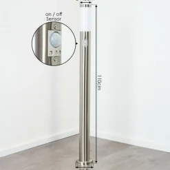 Borne lumineuse Sessa Nickel mat, 1 lumière, Détecteur de mouvement