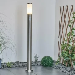 Borne lumineuse Sessa Nickel mat, 1 lumière, Détecteur de mouvement