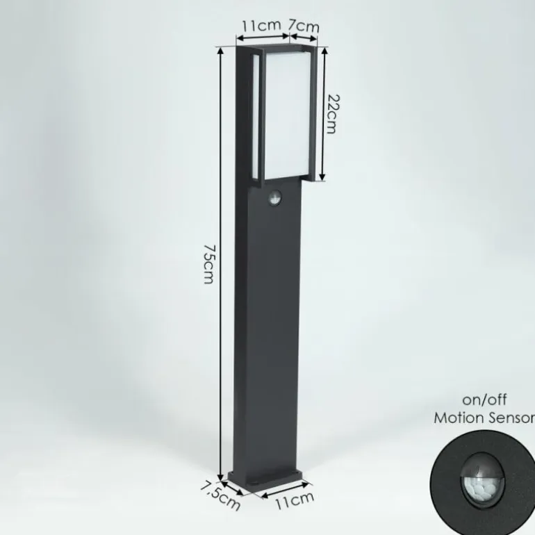 Borne lumineuse Skove LED Anthracite, 1 lumière, Détecteur de mouvement