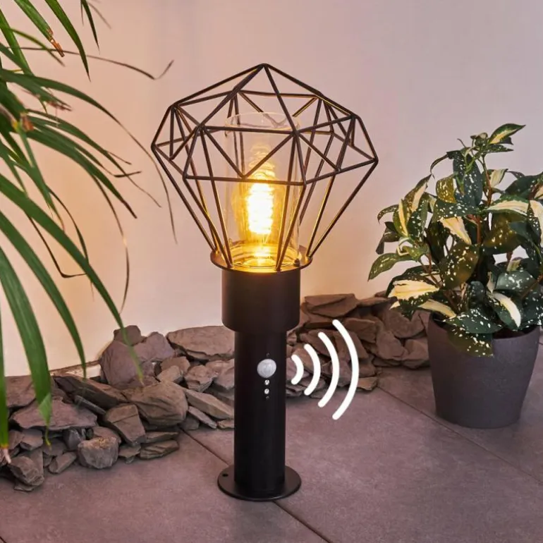 Borne lumineuse Solda Noir, 1 lumière, Détecteur de mouvement