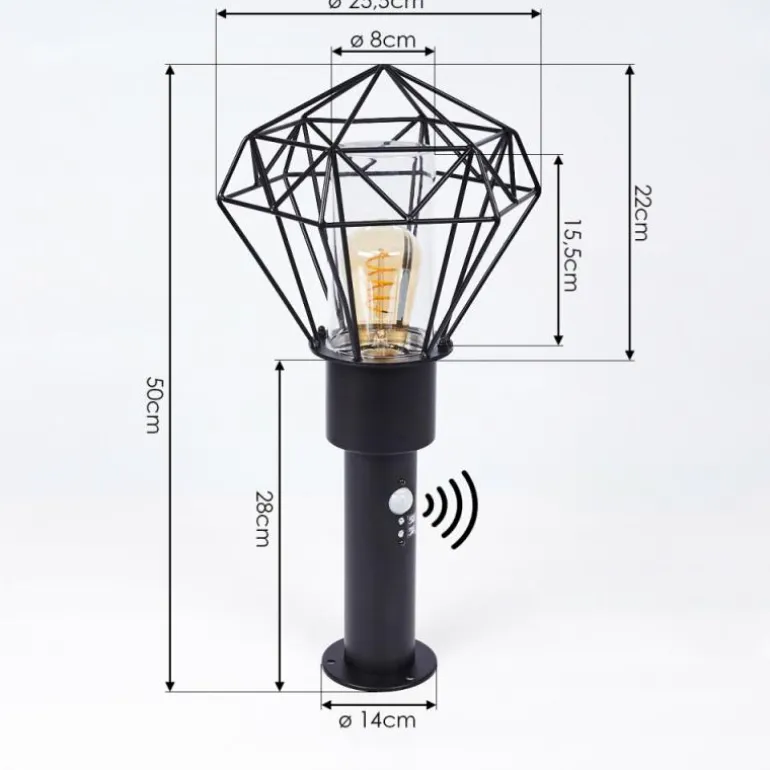 Borne lumineuse Solda Noir, 1 lumière, Détecteur de mouvement