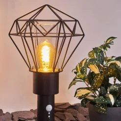Borne lumineuse Solda Noir, 1 lumière, Détecteur de mouvement