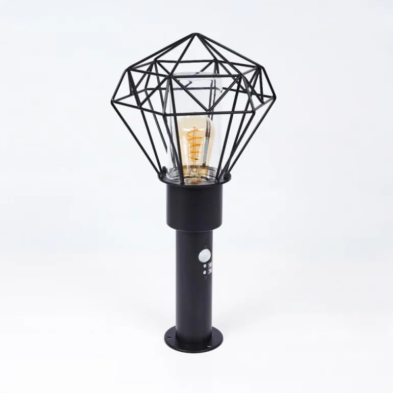 Borne lumineuse Solda Noir, 1 lumière, Détecteur de mouvement