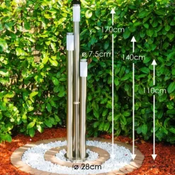 Borne lumineuse Trones Acier inoxydable, 3 lumières
