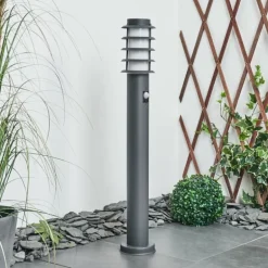 Borne lumineuse Tunes Anthracite, 1 lumière, Détecteur de mouvement