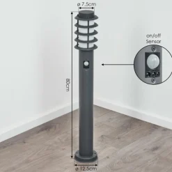 Borne lumineuse Tunes Anthracite, 1 lumière, Détecteur de mouvement