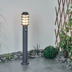Borne lumineuse Tunes Anthracite, 1 lumière, Détecteur de mouvement