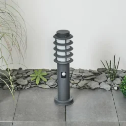 Borne lumineuse Tunes Anthracite, 1 lumière, Détecteur de mouvement