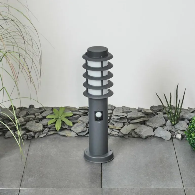 Borne lumineuse Tunes Anthracite, 1 lumière, Détecteur de mouvement