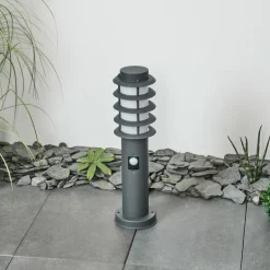Borne lumineuse Tunes Anthracite, 1 lumière, Détecteur de mouvement