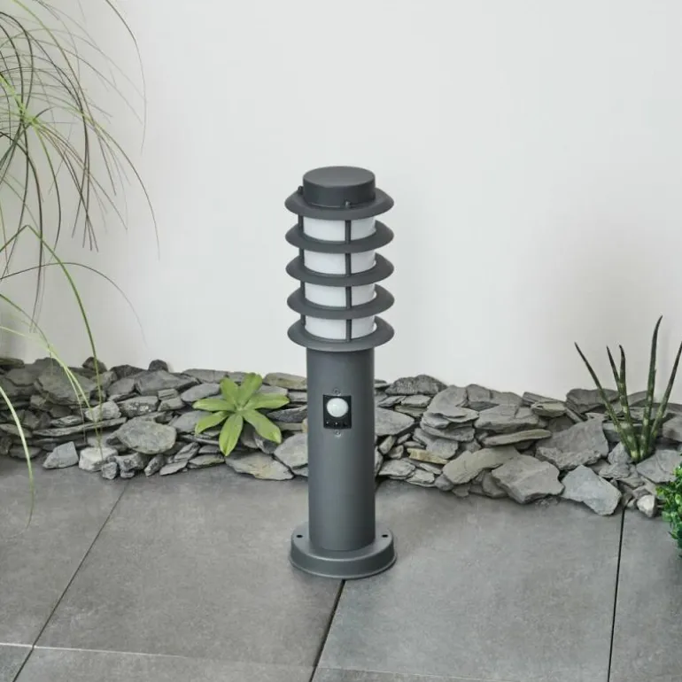 Borne lumineuse Tunes Anthracite, 1 lumière, Détecteur de mouvement
