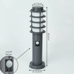 Borne lumineuse Tunes Anthracite, 1 lumière, Détecteur de mouvement