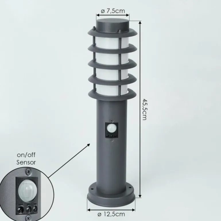 Borne lumineuse Tunes Anthracite, 1 lumière, Détecteur de mouvement