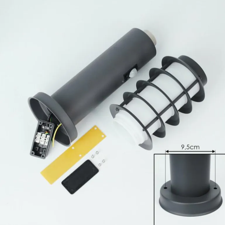 Borne lumineuse Tunes Anthracite, 1 lumière, Détecteur de mouvement