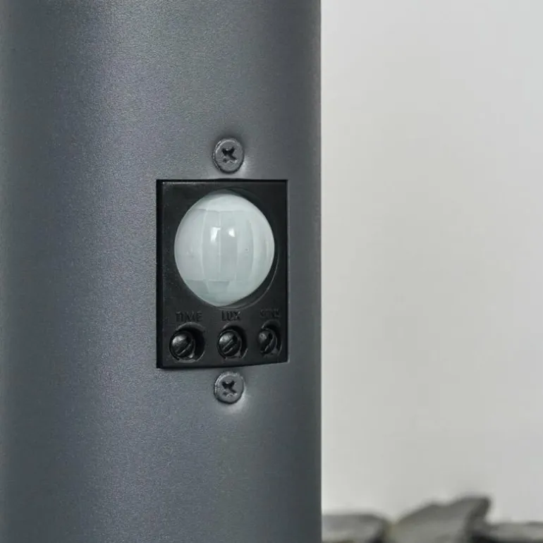 Borne lumineuse Tunes Anthracite, 1 lumière, Détecteur de mouvement