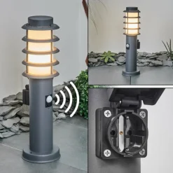 Borne lumineuse Tunes Anthracite, 1 lumière, Détecteur de mouvement