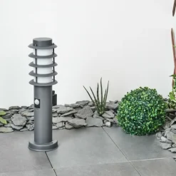 Borne lumineuse Tunes Anthracite, 1 lumière, Détecteur de mouvement