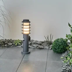 Borne lumineuse Tunes Anthracite, 1 lumière, Détecteur de mouvement