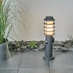 Borne lumineuse Tunes Anthracite, 1 lumière, Détecteur de mouvement
