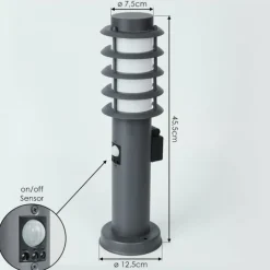 Borne lumineuse Tunes Anthracite, 1 lumière, Détecteur de mouvement