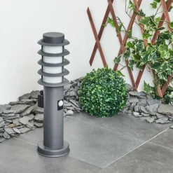 Borne lumineuse Tunes Anthracite, 1 lumière, Détecteur de mouvement