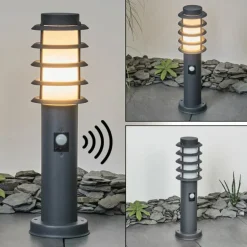 Borne lumineuse Tunes Anthracite, 1 lumière, Détecteur de mouvement