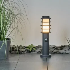 Borne lumineuse Tunes Anthracite, 1 lumière, Détecteur de mouvement