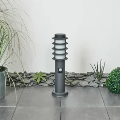 Borne lumineuse Tunes Anthracite, 1 lumière, Détecteur de mouvement