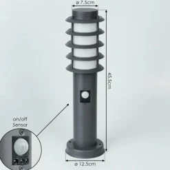 Borne lumineuse Tunes Anthracite, 1 lumière, Détecteur de mouvement