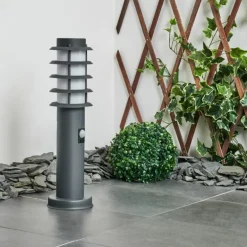 Borne lumineuse Tunes Anthracite, 1 lumière, Détecteur de mouvement