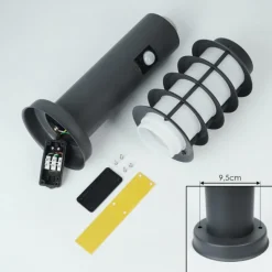 Borne lumineuse Tunes Anthracite, 1 lumière, Détecteur de mouvement