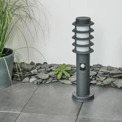 Borne lumineuse Tunes Anthracite, 1 lumière, Détecteur de mouvement