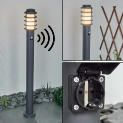 Borne lumineuse Tunes Anthracite, 1 lumière, Détecteur de mouvement