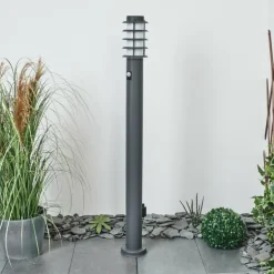 Borne lumineuse Tunes Anthracite, 1 lumière, Détecteur de mouvement